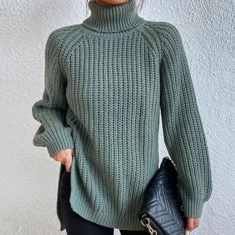 Damen Winterpullover | Warmer Strickpullover mit Rundhalsausschnitt, langen Ärmeln und lockerer Passform