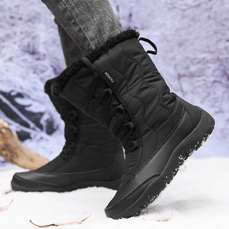 Damen Winterstiefel wasserabweisend | Warm gefütterte Stiefel mit rutschfester Sohle und Schnürung für Schnee und kalte Tage