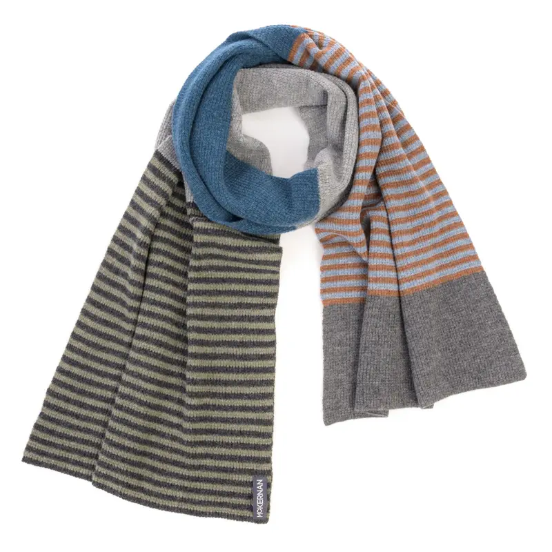 Damen Wollschal | Breiter Schal mit mehrfarbigem Streifenmuster und weicher Strickstruktur