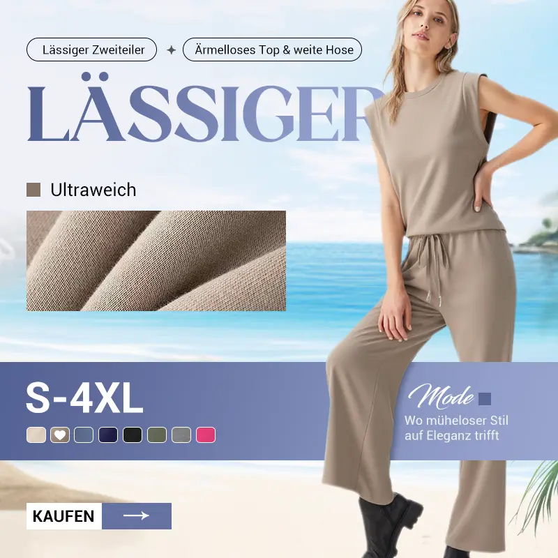 Damen Zweiteiler mit ärmellosem Top | Weite Hose im eleganten Set | Schicker Sommerlook für Alltag & Anlass
