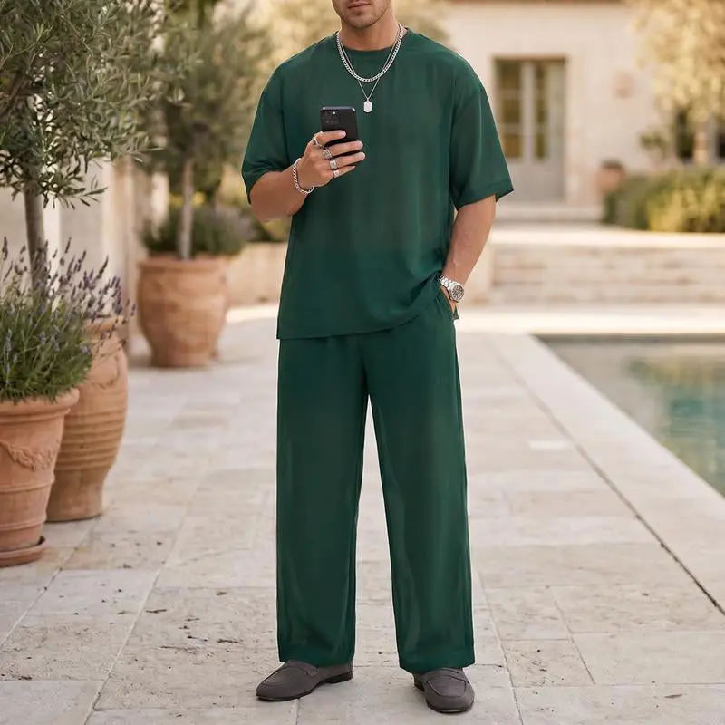 Damen Zweiteiler mit Oversize-Shirt | Freizeit-Set mit weiter Hose | Bequemes Lounge-Set für Alltag, Reisen & Freizeit