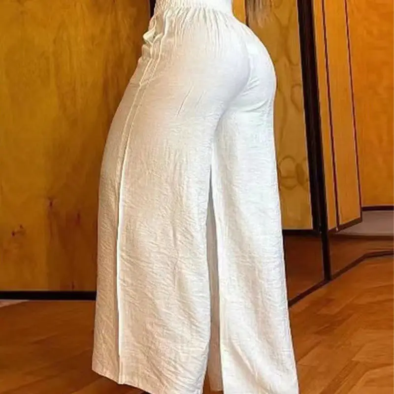 Damenhose High Waist mit weitem Bein & Gürtel-Detail | Elastischer Bund, knitterarm & leicht | Elegant & vielseitig | S–2XL