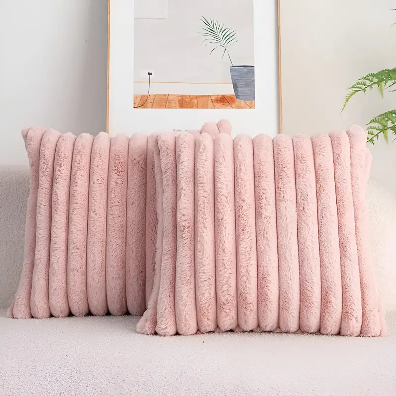 Dekokissenbezug weich | Kuscheliger Kissenbezug mit Boho-Streifen, gerippter Samtstruktur und Reißverschluss für Sofa und Bett