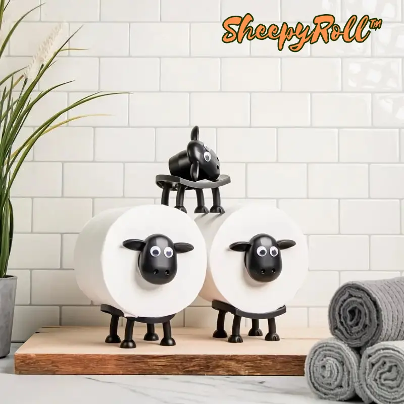 Dekorativer Toilettenpapierhalter im Schaf-Design | Freistehender Rollenhalter aus ABS | Badezimmer Deko ohne Montage