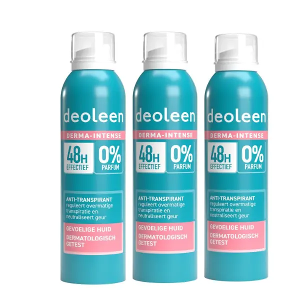 Deoleen Derma Intense 48 uur - Anti-transpirant spray -Deodorant - 3x 150 ml