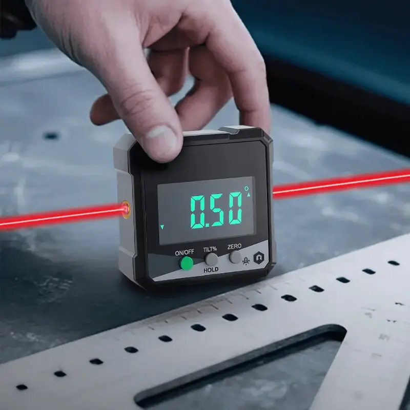 Digitaler Winkelmesser mit Laser & Magnetbasis | ±0,2° Präzision | Drehbares LCD-Display | USB-C wiederaufladbar | IP54