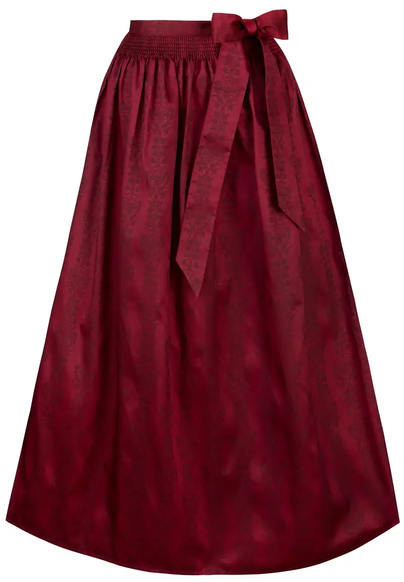 Dirndlschürze 96 cm | Bordeauxfarbene Trachtenschürze mit eingewebtem Muster für lange Dirndl und festliche Anlässe