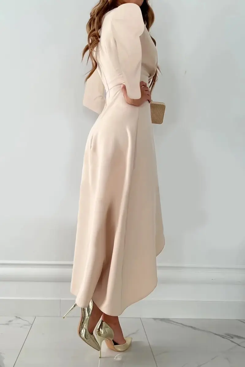 Elegantes Damenkleid mit V-Ausschnitt & asymmetrischem Schnitt | Figurschmeichelnd, vielseitig & bequem | Perfekt für Büro, Dinner & Freizeit