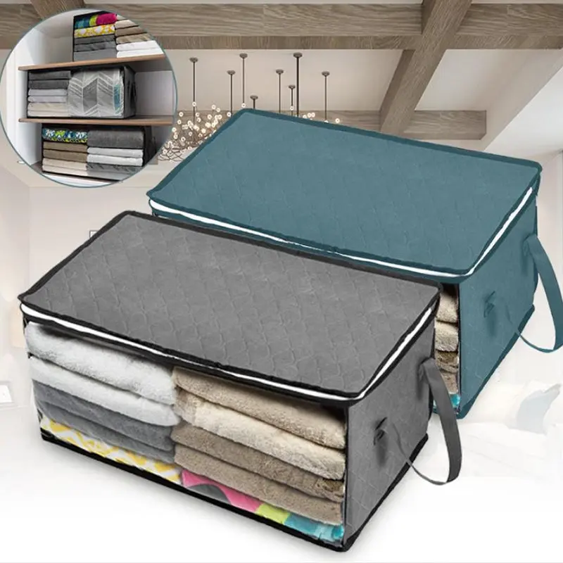 Faltbare Aufbewahrungsbox für Kleidung 58×31×30 cm | Vliesstoff mit Sichtfenster & Reißverschluss | Für Decken, Bettwäsche & Schrank