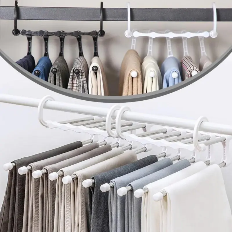 Faltbarer 5-in-1 Kleiderbügel aus Edelstahl | bis zu 5 Teile platzsparend aufhängen | horizontal & vertikal | rutschfest