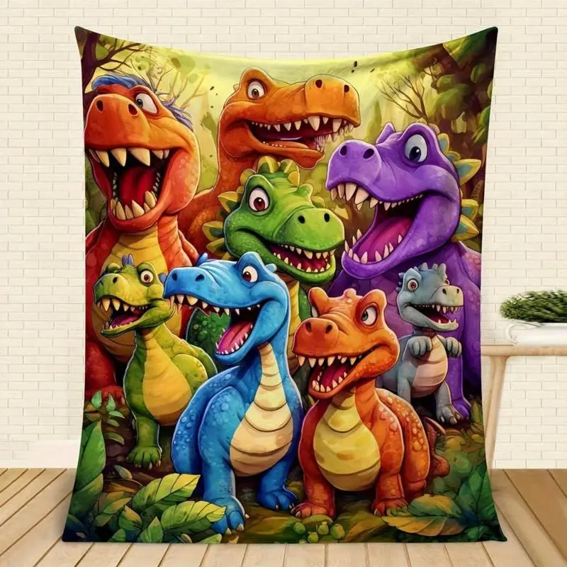 Flanelldecke mit HD-Dinosaurierdruck | Weiche, warme Kuscheldecke für Sofa & Bett | Leicht, waschbar & fusselfrei