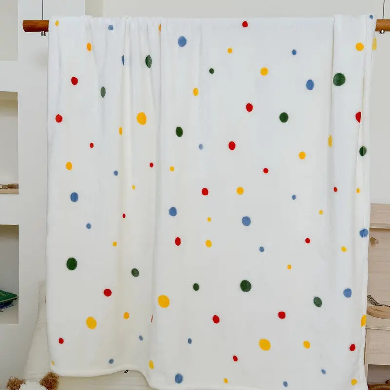 Flauschige Kuscheldecke | Weiche Plüschdecke mit Punktemuster für Sofa, Bett, Picknick und Camping | Maschinenwaschbar