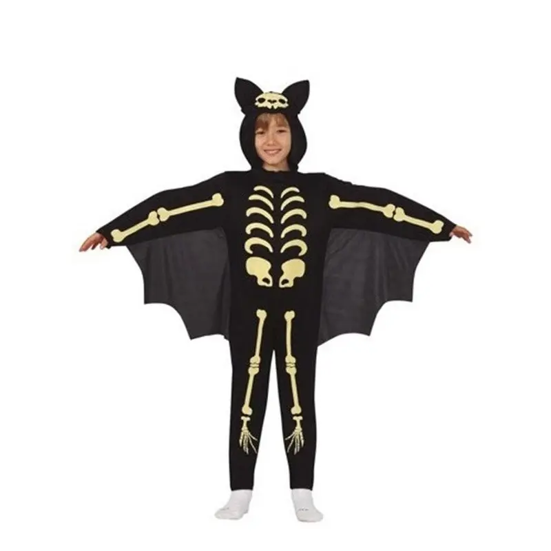 Fledermaus Skelett Kostüm Kinder | Halloween-Kostüm mit Jumpsuit, Kapuze und Flügeln für Halloween-Partys