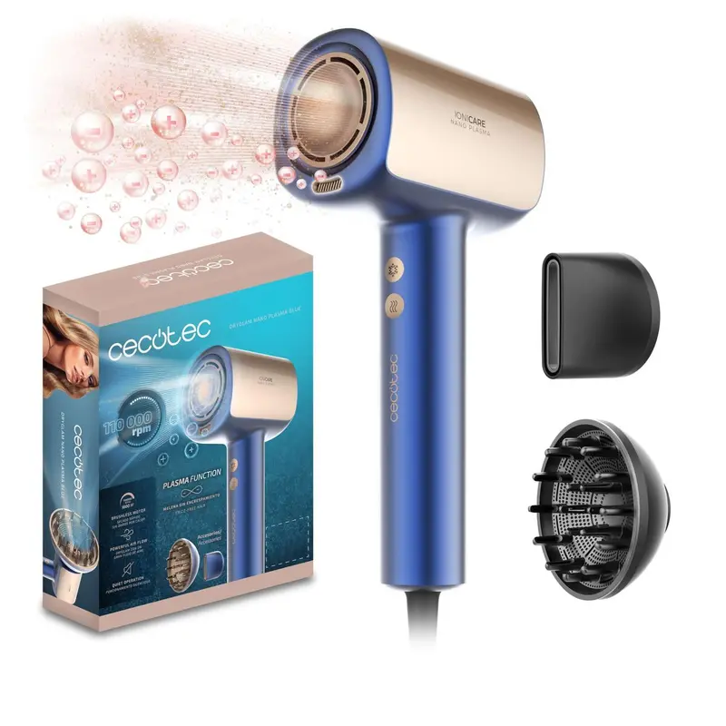 Föhn Cecotec DryGlam Nano Plasma Blue 1600 W Blauw