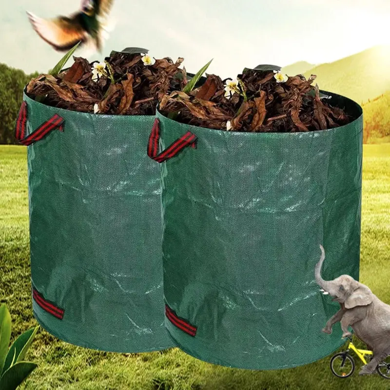 Gartenabfallsack aus reißfestem Polypropylen | 60–300 L Laubsack mit verstärkten Griffen | Faltbar, extra große Öffnung