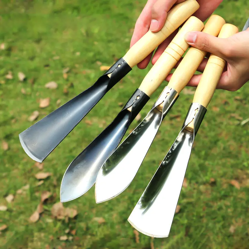 Gartenwerkzeug Set 4-teilig | Unkrautstecher, Pflanzkelle & Handrechen | Rostfrei, ergonomischer Holzgriff | Für Beete & Pflanzlöcher