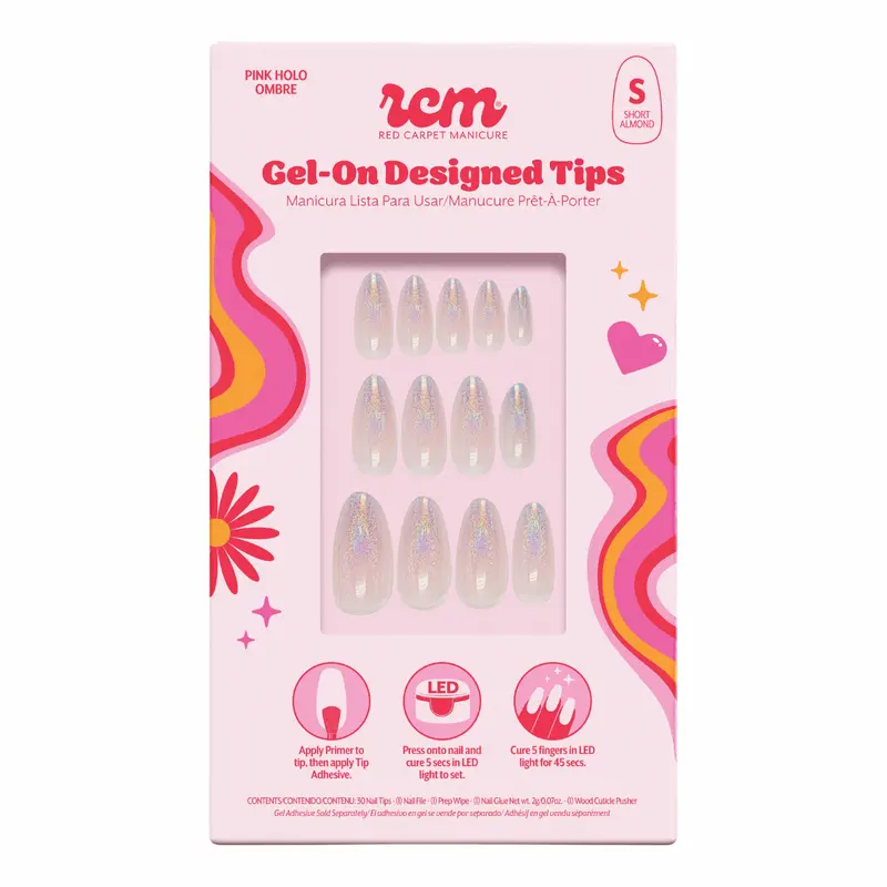 Gel-On Designed Tips Holographic Pink Ombre
