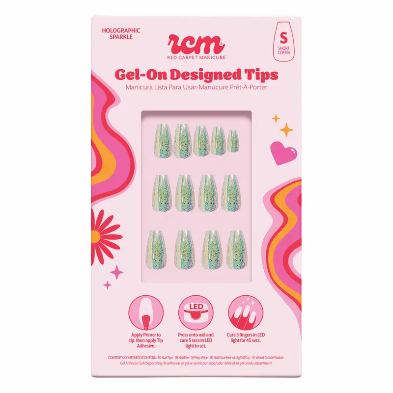 Gel-On Designed Tips Holographic Sparkle