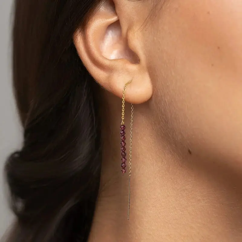 Gemstone Line Threader Earring