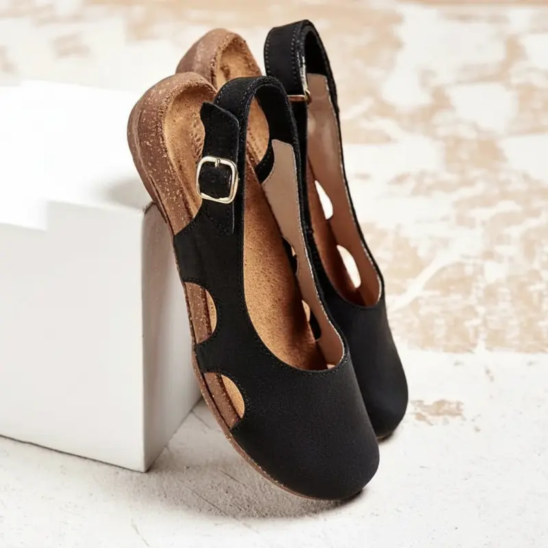 Geschlossene Damen-Sandalen orthopädisch | gepolstertes Fußbett & stützender Sitz | bequem für Alltag und lange Tage
