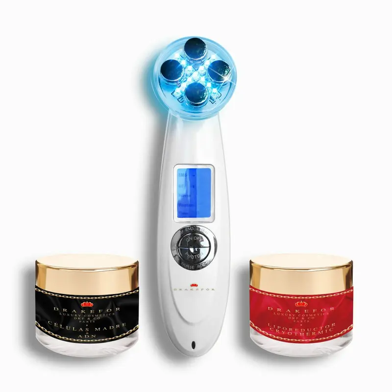 Gezichtsmassager met Radiofrequentie, Fototherapie en Elektrostimulatie Drakefor 9901 Wit 3 Onderdelen