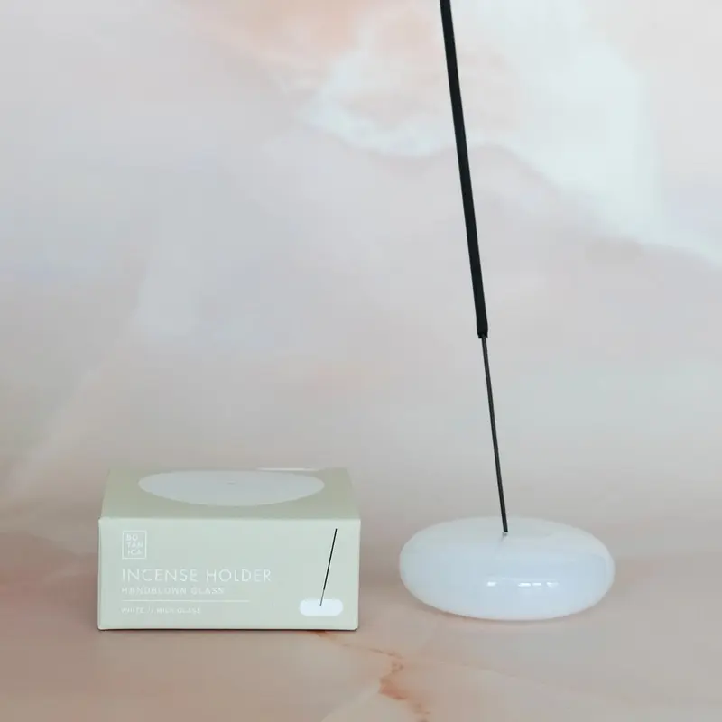 Glass Bubble Incense Holder - White Milk Glass