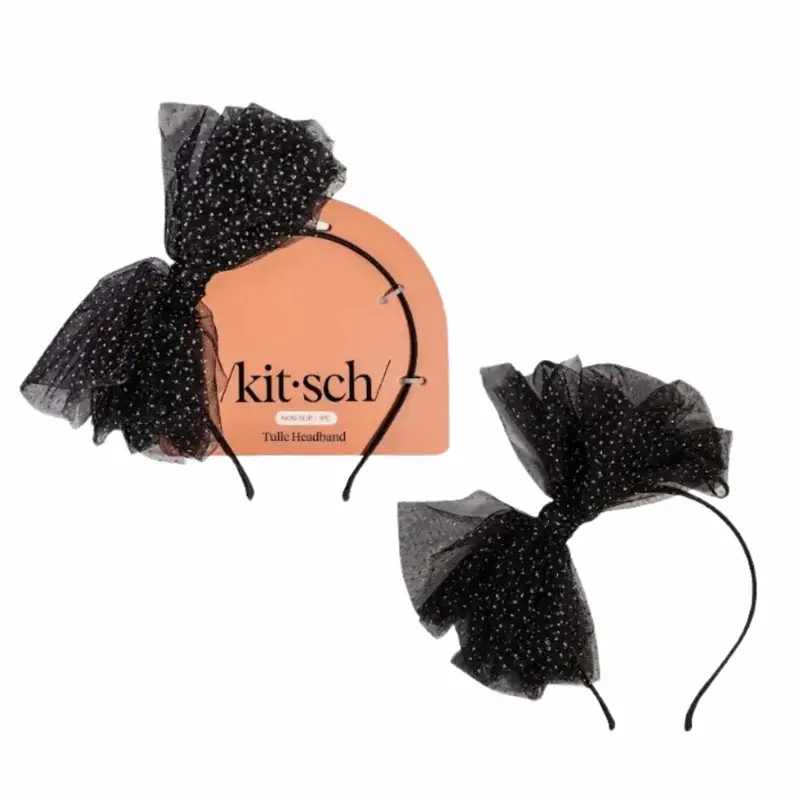 Glitter Tulle Headband Black