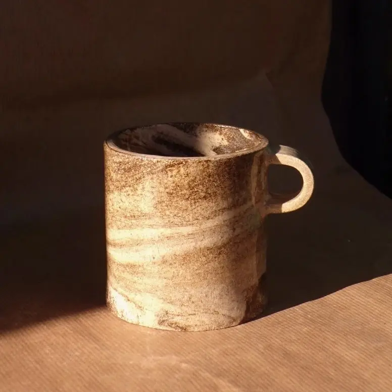 Grey Sand Marbled Handle Mug - Large
