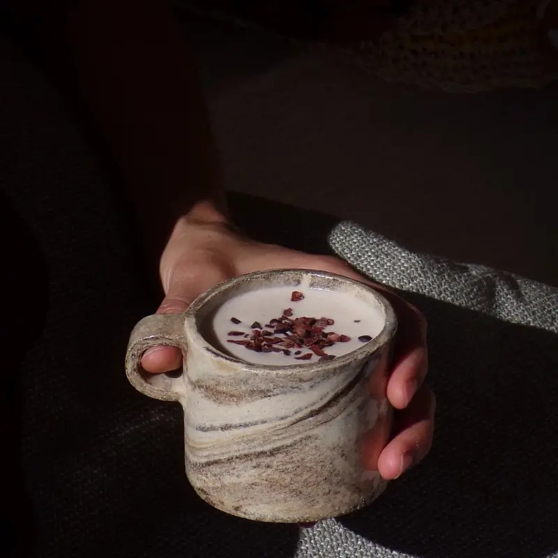 Grey Sand Marbled Handle Mug - Small