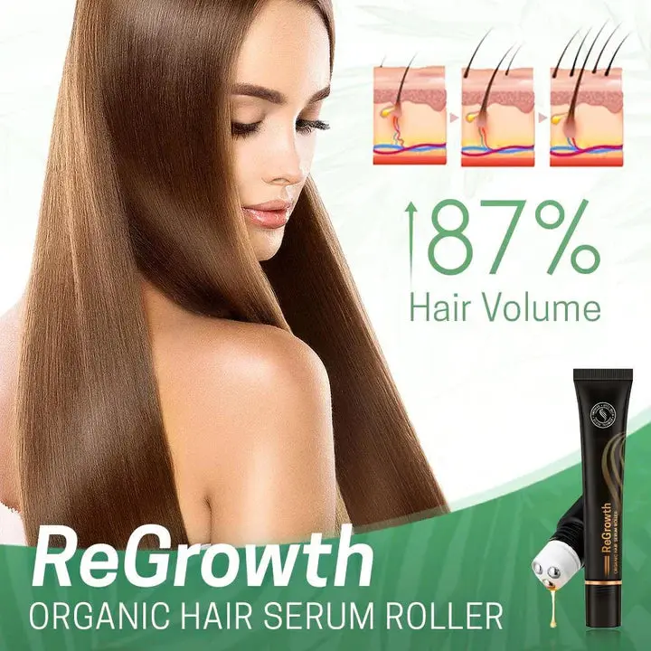 Haarserum mit Massage-Roller für Kopfhaut – pflanzliche Kräuterextrakte | 20 ml Roll-on, präzise Dosierung | Für Glanz & Fülle