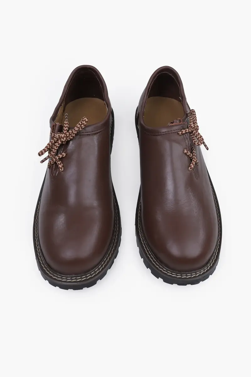 Haferlschuhe Herren | Braune Trachtenschuhe aus Echtleder mit seitlicher Schnürung für Lederhosen und Oktoberfest