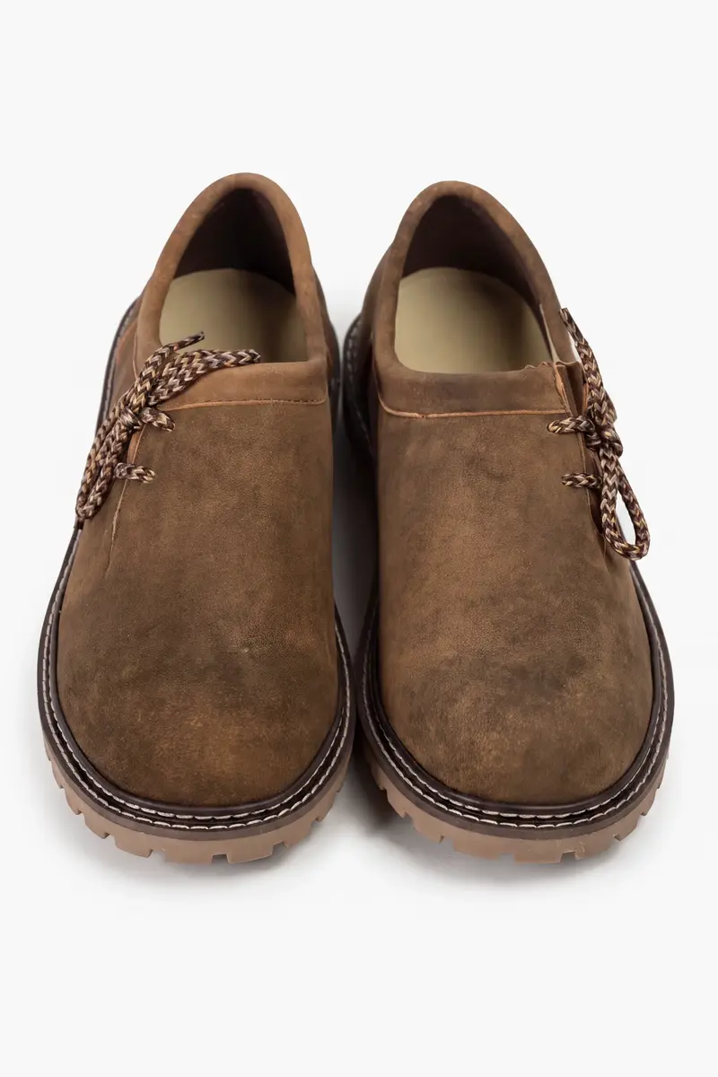 Haferlschuhe Herren | Braune Trachtenschuhe aus Echtleder mit seitlicher Schnürung für Lederhosen und Oktoberfest