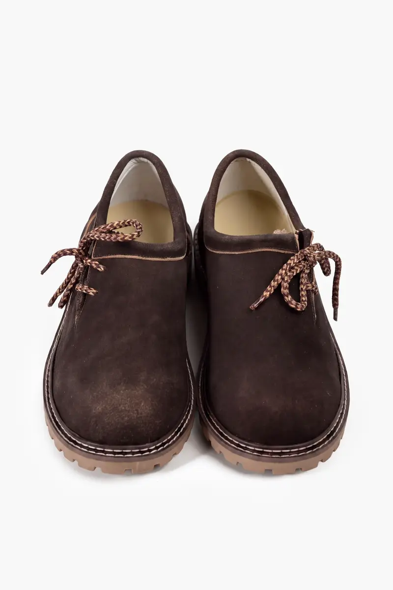 Haferlschuhe Herren | Schwarze Trachtenschuhe aus Echtleder mit seitlicher Schnürung für Lederhosen und Oktoberfest
