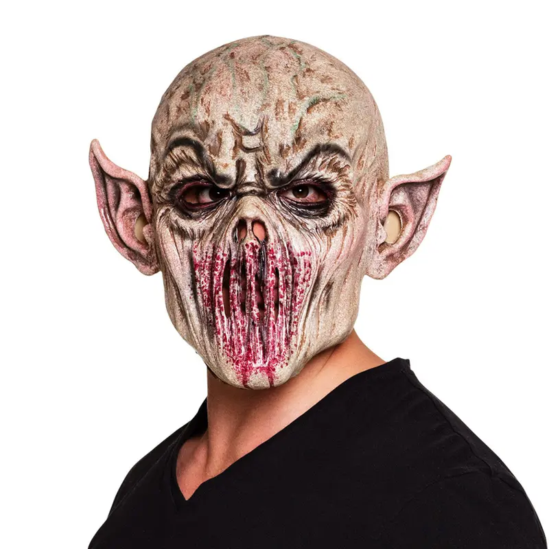 Halloween Alien Maske Beige | Gruselige Latex Monster Maske als Vollkopfmaske für Sci-Fi, Horrorparty, Karneval und Mottoparty