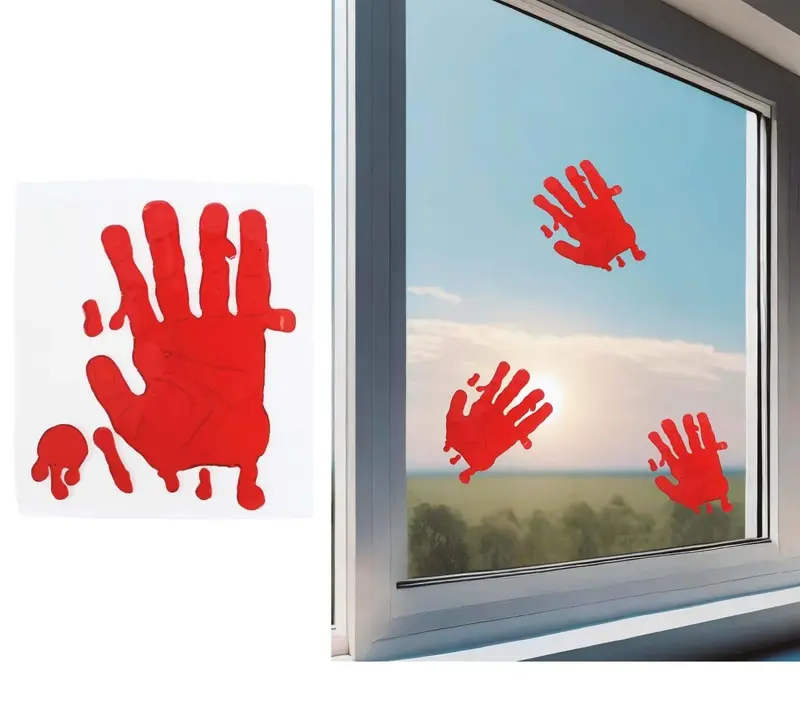 Halloween Blutige Hand Fensterdeko 25 cm | Gruselige Hand aus Kunststoff für Fenster, Horrorparty und Halloween-Deko