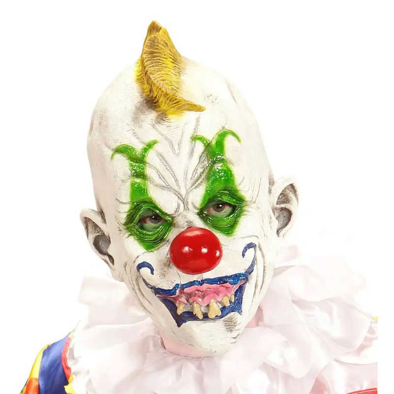 Halloween Clown Maske Weiß Rot | Gruselige Horror Clown Maske mit roter Nase und breitem Grinsen für Karneval und Mottoparty