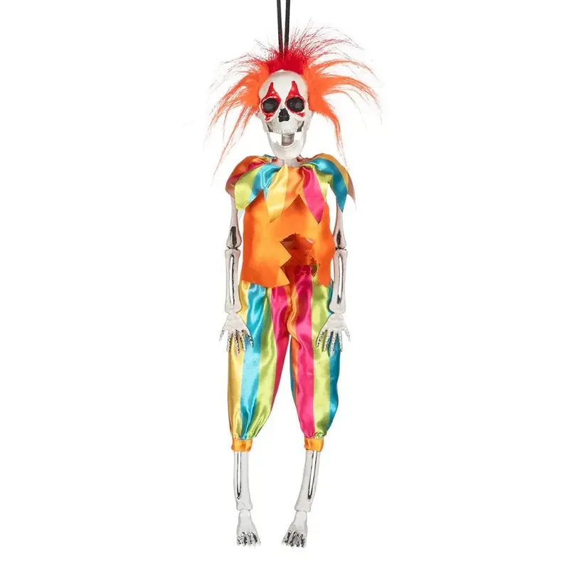 Halloween Clown Skelett 40 cm | Gruselige Hängepuppe als Horror-Dekoration für Spukhaus und Halloween-Party