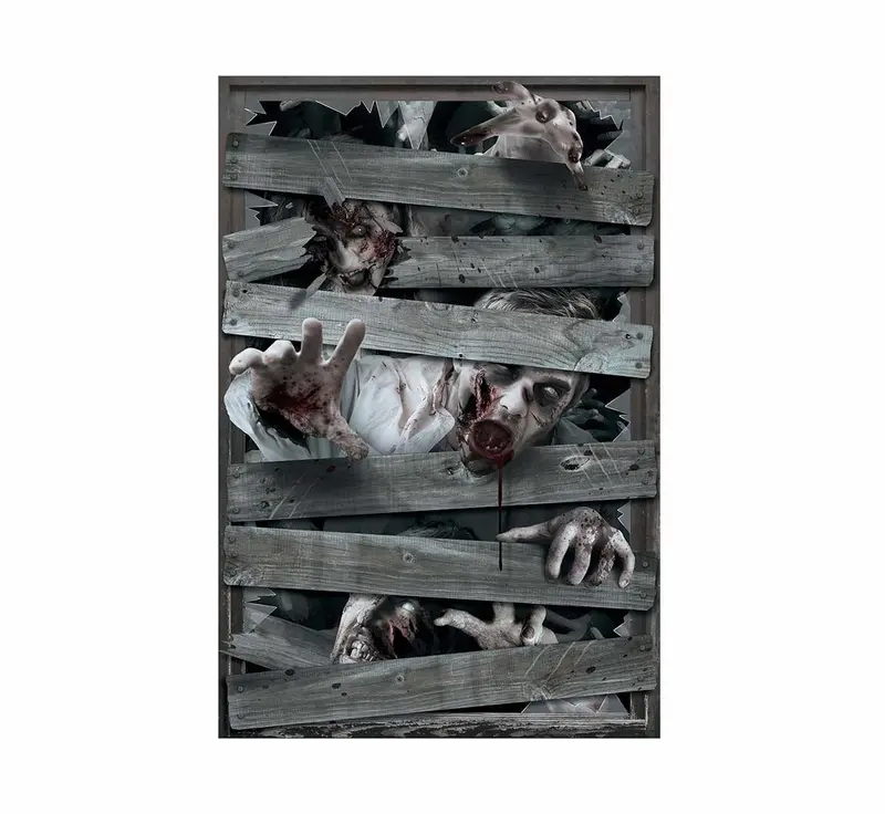 Halloween Fensterdekoration Zombie | Gruselige Fensterfolie 120 × 78 cm für Halloween-Deko im Innenbereich
