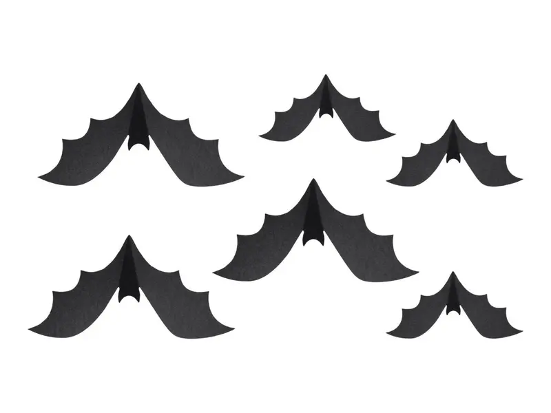 Halloween Fledermäuse 6er-Set | Schwarze Papierdeko in verschiedenen Größen zum Aufhängen für Halloween-Partys