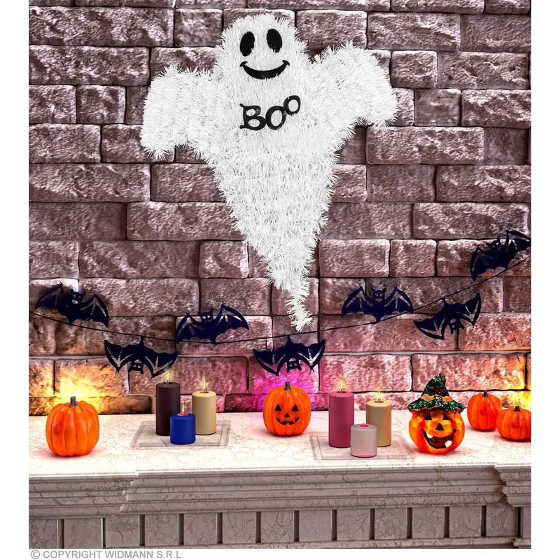 Halloween Geist Hängedeko | Weißer Geist mit Gesicht und Boo-Schriftzug für Halloween-Partys und gruselige Raumdekoration