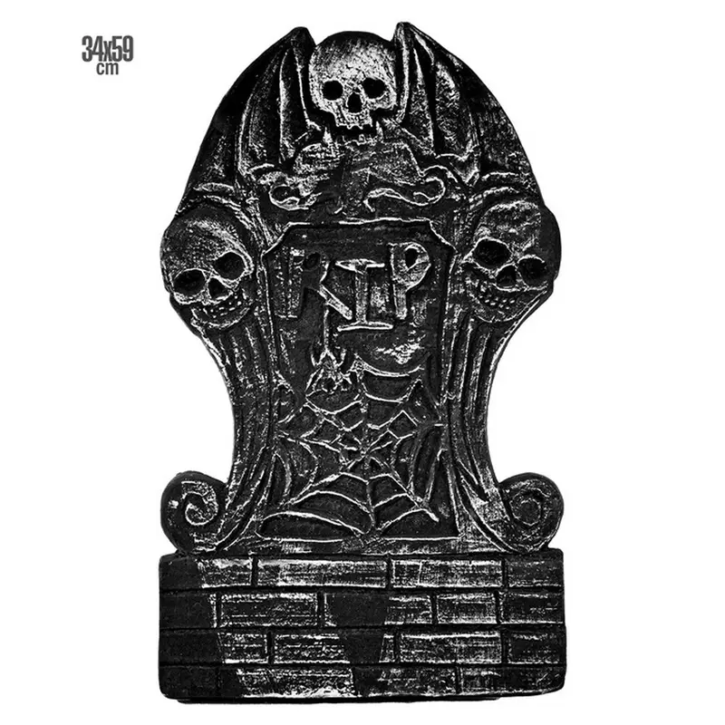 Halloween Grabstein Deko | RIP-Grabstein mit Totenköpfen und Spinnennetz für Friedhofs-, Garten- und Halloween-Dekoration