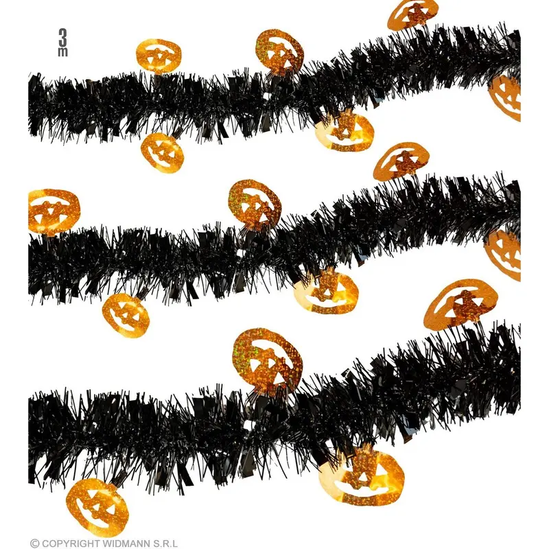 Halloween Kürbis Girlande | Schwarz-orange Hängedeko mit Kürbis-Motiven für Halloween-Partys und Raumdekoration
