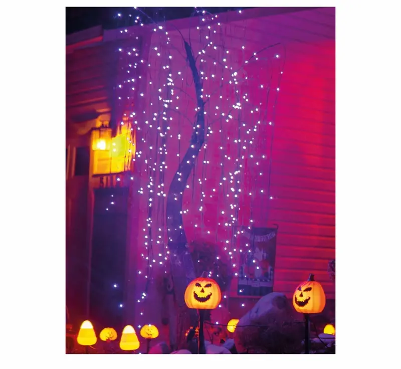 Halloween LED Girlande Flieder | Lichtergirlande mit 144 LEDs und Batteriebetrieb für Halloween- und Partydeko