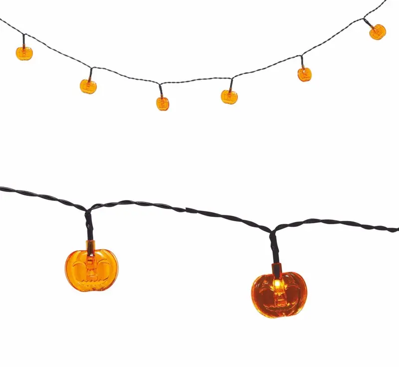 Halloween LED Lichterkette 1,55 m | Lichtgirlande mit Kürbissen für gruselige Halloween-Dekoration und Partys