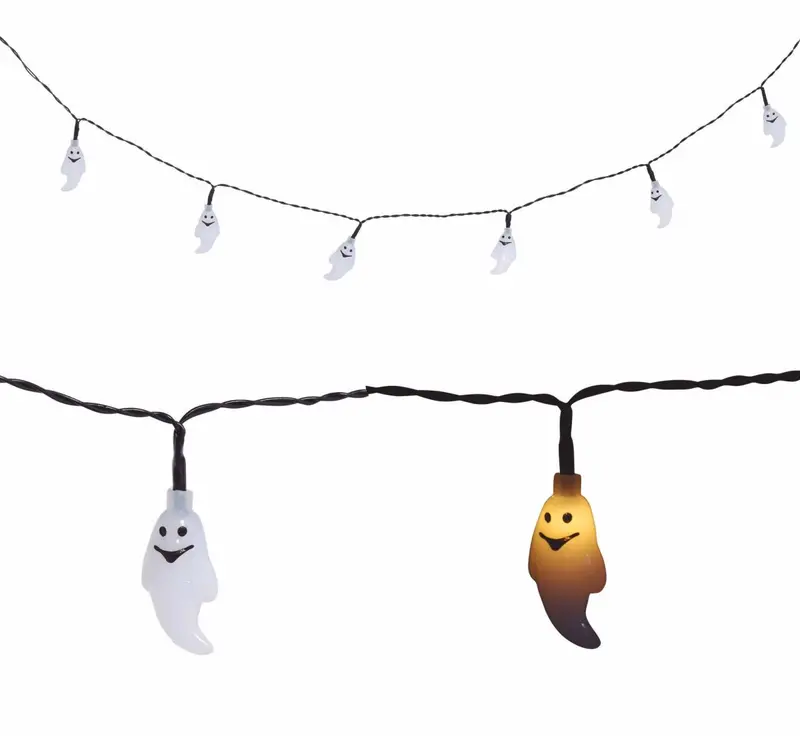 Halloween LED Lichterkette Gespenster 1,6 m | Geister Girlande mit Batteriebetrieb für Halloween-, Fenster- und Partydeko