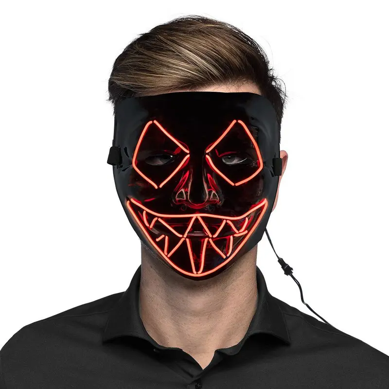 Halloween LED Maske | Rote Killer-Lächeln Leuchtmaske für Horror-Kostüme, Halloween-Partys und Mottopartys