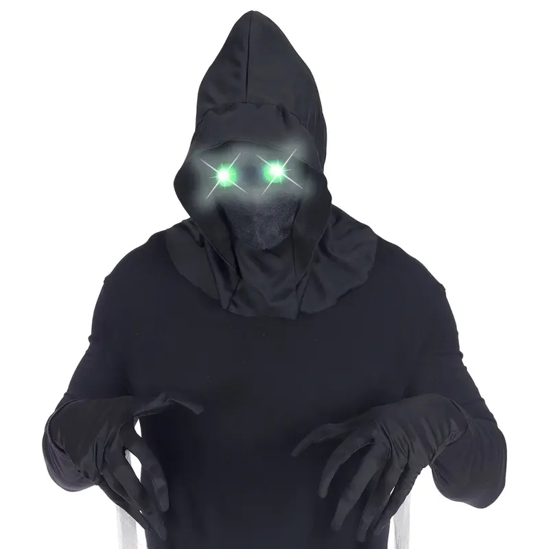 Halloween Maske mit grünem Licht | Leuchtende Gruselmaske für Halloween, Horrorparty, Karneval und düstere Mottopartys