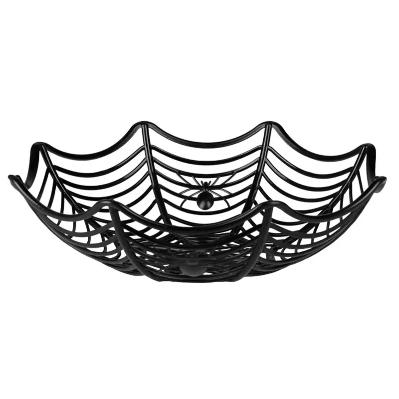 Halloween Spinnennetz Korb | Schwarze Spinnennetz-Schale für Süßigkeiten und Halloween-Partydekoration