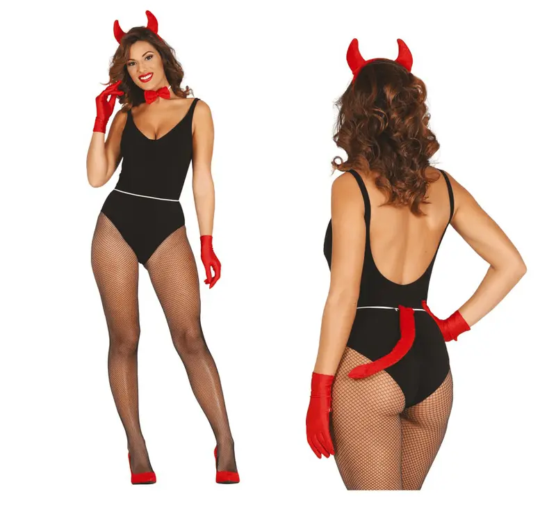 Halloween Teufel Accessoire Set Rot | 3-teiliges Kostüm Zubehör für Teufel Verkleidung, Halloween, Karneval und Mottoparty