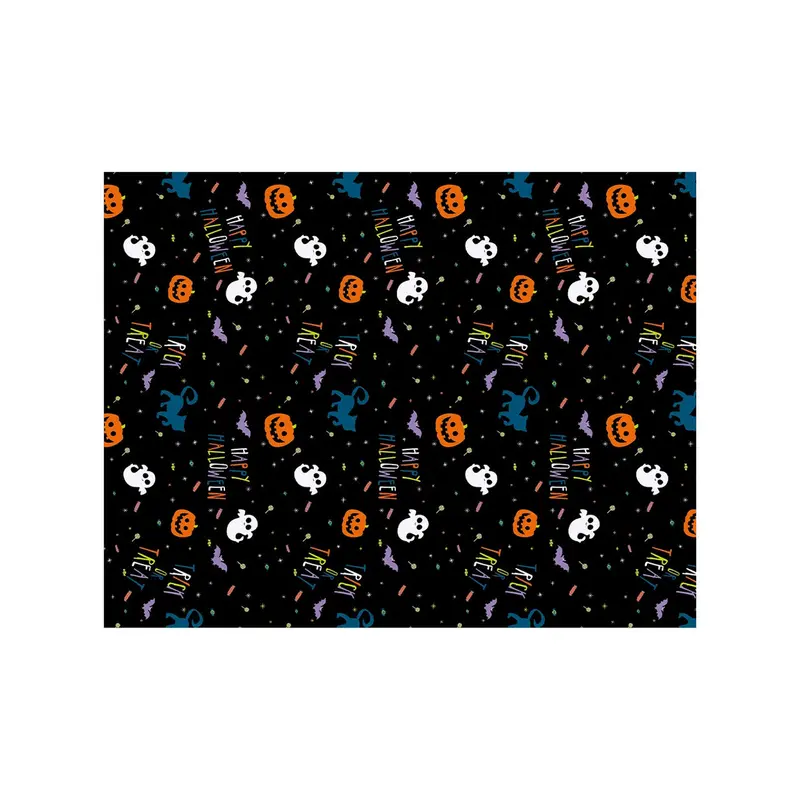 Halloween Tischdecke Kürbis | Schwarze Happy-Halloween Tischdekoration mit Kürbissen und Gruselmotiven für Halloween-Partys